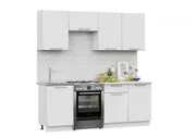 Кухонный гарнитур Бостон 210х60 см, Белый, фасады мдф, покрытие Soft-touch, столешница Антарес в комплекте, DIVANO