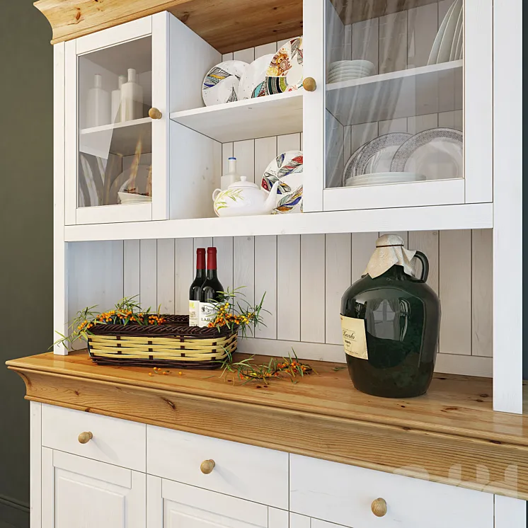 Шкаф для посуды "Бостон" . Сивер. Cupboard. - Шкафы - 3D модель-0